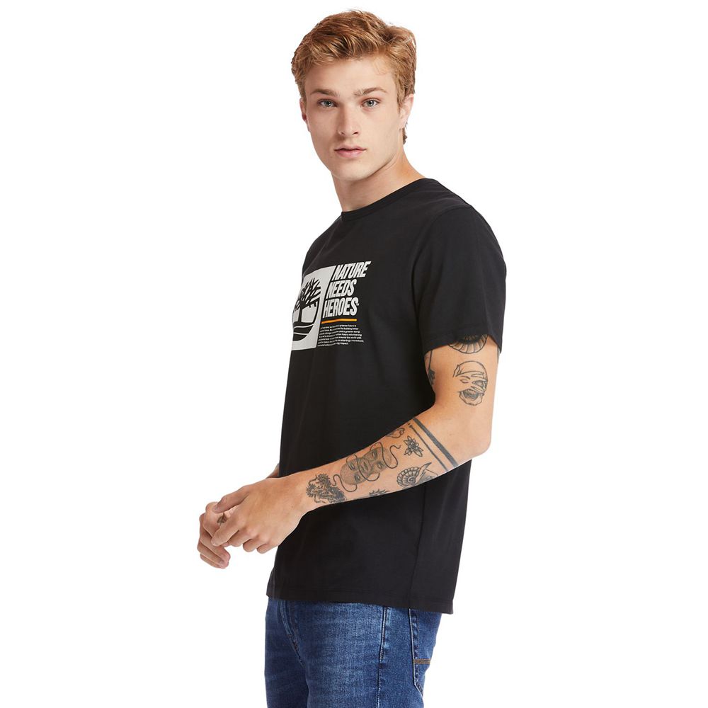 Timberland Mens T-Shirts Heritage Short-Sleeve Graphic - Black - India OG6908351